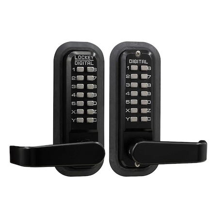 Lockey Usa Lockey Mechanical Keyless Lever Lock with Passage Function and Jet Black Finish 2835JBMGDC